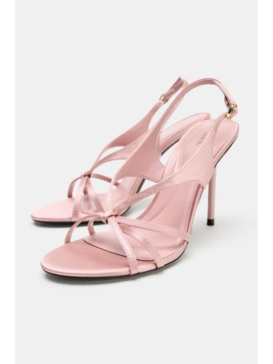 Zara Shoes - ZARA SATIN EFFECT HEELED SANDALS